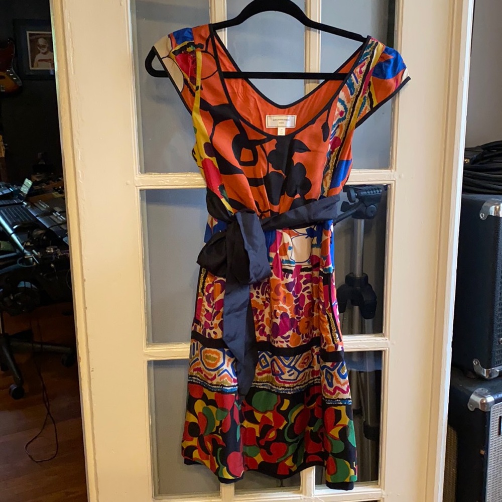 Anthropologie multi colored silk dress 0